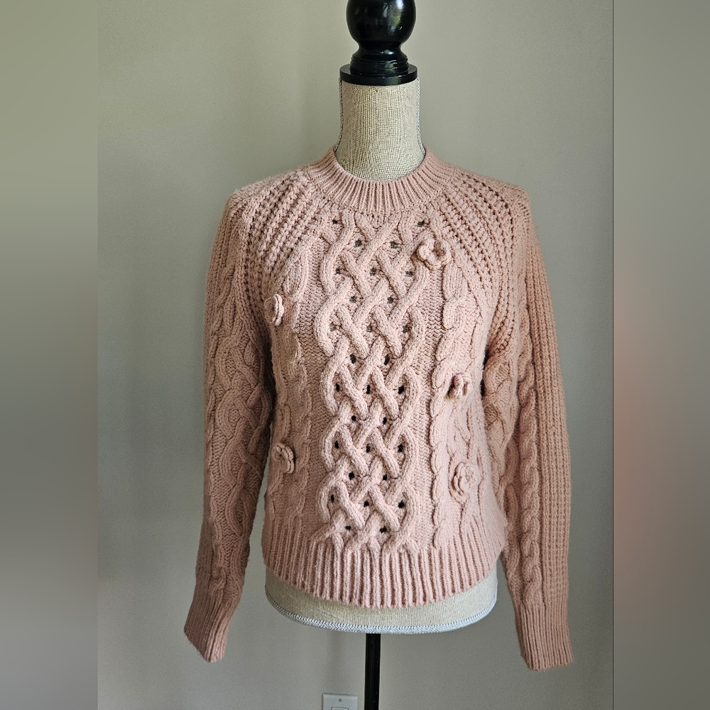 Mango Blush Cable Knit Sweater